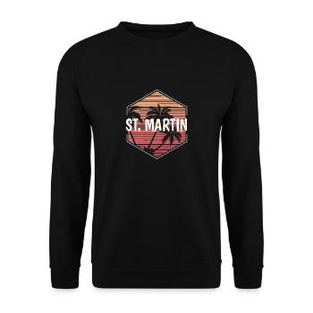 St. Martin Beach Urlaubssouvenir - Unisex Pullover - Schwarz - Vorne - Alina (178cm) & Michal (187cm)