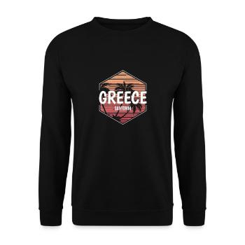 Santorini Greece Beach Vacation Souvenir - Unisex Sweatshirt - black - Front - Alina (178cm) & Michal (187cm)