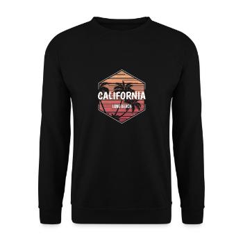 Long Beach Beach Vacances Souvenir - Sweat-shirt Unisexe - noir - Devant - Alina (178cm) & Michal (187cm)