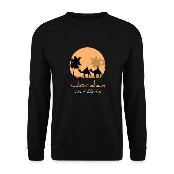 Jordanien - Dromedar - Kamel - Karawane - Unisex Pullover - Schwarz - Vorne - Alina (178cm) & Michal (187cm)