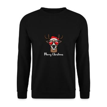 Merry Christmas Reindeer Xmas Family Men Women - Unisex Pullover - Schwarz - Vorne - Alina (178cm) & Michal (187cm)