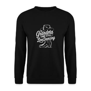 Coole Line Dance Oma. Oma hat Freude am Tanzen - Unisex Pullover - Schwarz - Vorne - Alina (178cm) & Michal (187cm)