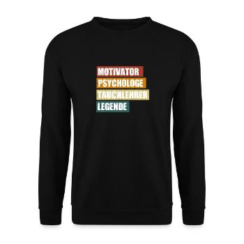 Lustiger Taucher Tauchlehrer Spruch - Unisex Pullover - Schwarz - Vorne - Alina (178cm) & Michal (187cm)