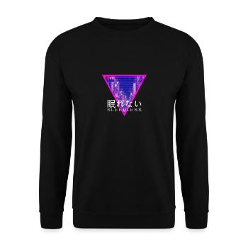 Vaporwave Osaka Tokyo 80s 90s sleepless - Unisex Sweatshirt - black - Front - Alina (178cm) & Michal (187cm)