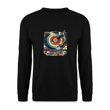 retro record player music lp vinyl record old - Unisex Sweatshirt - black - Front - Alina (178cm) & Michal (187cm)