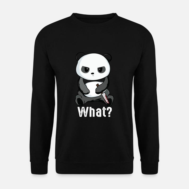 Panda mit Messer Killerpanda Bär Pandabär Geschenk - Unisex Pullover - Schwarz