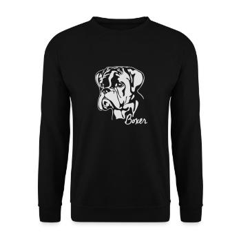 BOXER PORTRAIT - Unisex Pullover - Schwarz - Vorne - Alina (178cm) & Michal (187cm)