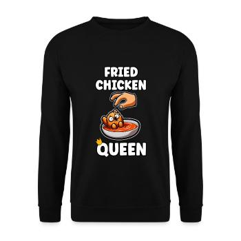 Lustiges gebratenes Huhn Frau Mädchen Geschenk - Unisex Pullover - Schwarz - Vorne - Alina (178cm) & Michal (187cm)