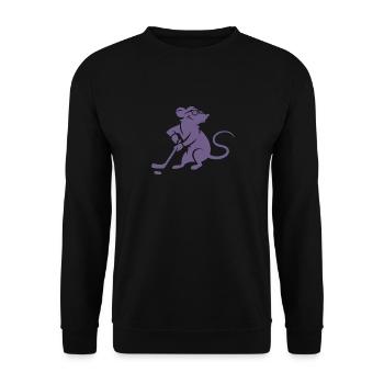 Maus Ratte Eishockey Silhouette Minimalistisch - Unisex Pullover - Schwarz - Vorne - Alina (178cm) & Michal (187cm)
