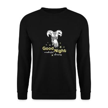 schafbock good night Schaf Schlafshirt - Unisex Pullover - Schwarz - Vorne - Alina (178cm) & Michal (187cm)