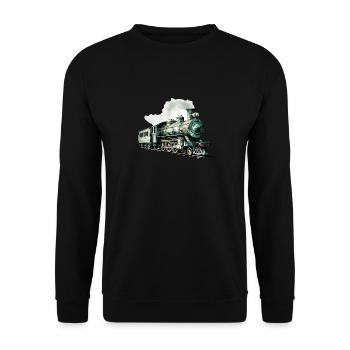Polygonal Splendour: The Artistic Steam Locomotive - Unisex Sweatshirt - black - Front - Alina (178cm) & Michal (187cm)