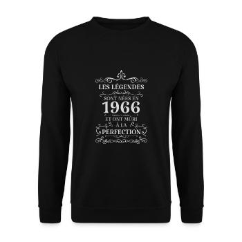 Les légendes sont nées en 1966 - Sweat-shirt Unisexe - noir - Devant - Alina (178cm) & Michal (187cm)