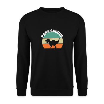 Papasaurus Dino Papa Vatertag Geschenk Dinosaurier - Unisex Pullover - Schwarz - Vorne - Alina (178cm) & Michal (187cm)