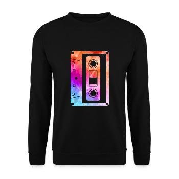 80er 90er Jahre Kassette Mixtape Retro Lustig - Unisex Pullover - Schwarz - Vorne - Alina (178cm) & Michal (187cm)