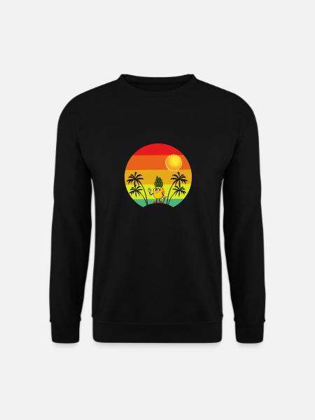 Ananas Retro Palmen Tropischer Sommer - Unisex Pullover - Schwarz