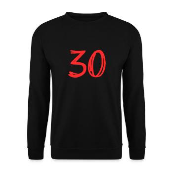 30 JAHRE. 30-JÄHRIGES JUBILÄUM. GEBURTSTAG 30 JAHRE. 30 - Unisex Pullover - Schwarz - Vorne - Alina (178cm) & Michal (187cm)