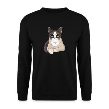 Non, Nö, Nope - Chat paresseux avec majeur - Sweat-shirt Unisexe - noir - Devant - Alina (178cm) & Michal (187cm)