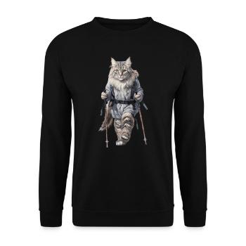 chat drôle, Randonnée, Marche nordique, Sports - Sweat-shirt Unisexe - noir - Devant - Alina (178cm) & Michal (187cm)