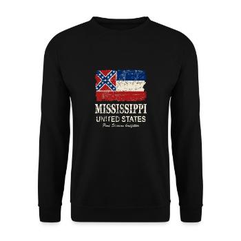 Mississippi Flag - Vintage Look - Unisex Pullover - Schwarz - Vorne - Alina (178cm) & Michal (187cm)