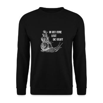 In der Ruhe liegt die Kraft Schnecken - Unisex Pullover - Schwarz - Vorne - Alina (178cm) & Michal (187cm)