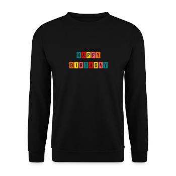 ALLES GUTE ZUM GEBURTSTAG. ALLES GUTE ZUM GEBURTSTAG. JAHRESTAG. - Unisex Pullover - Schwarz - Vorne - Alina (178cm) & Michal (187cm)