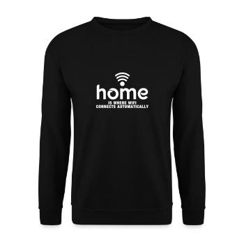 home is where the wifi connects automatically - Unisex Sweatshirt - black - Front - Alina (178cm) & Michal (187cm)