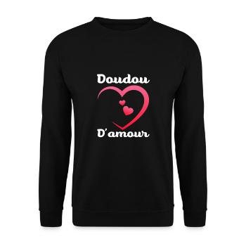 Doudou D'Amour Mignon Saint Valentin Amour Couple - Sweat-shirt Unisexe - noir - Devant - Alina (178cm) & Michal (187cm)