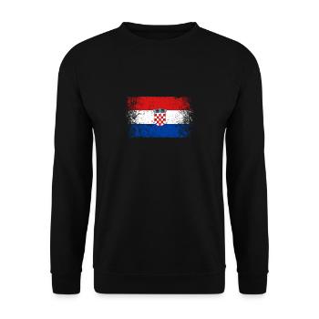 Kroatien Kroatisch Flagge Vintage - Unisex Pullover - Schwarz - Vorne - Alina (178cm) & Michal (187cm)