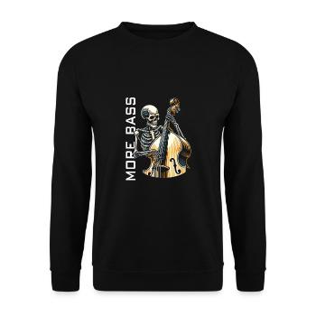 Skelett spielt Kontrabass - Unisex Pullover - Schwarz - Vorne - Alina (178cm) & Michal (187cm)