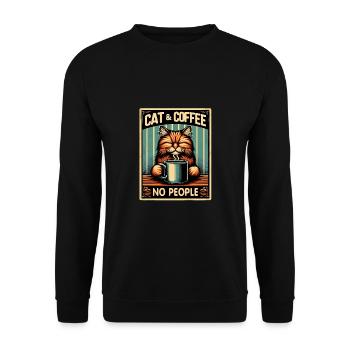 Cat and coffee not people - Unisex Sweatshirt - black - Front - Alina (178cm) & Michal (187cm)