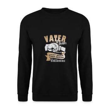 Vater & Tochter - Ein Herz und eine Seele - Unisex Pullover - Schwarz - Vorne - Alina (178cm) & Michal (187cm)