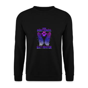 Mein Schutzengel hat Pfoten - Unisex Pullover - Schwarz - Vorne - Alina (178cm) & Michal (187cm)