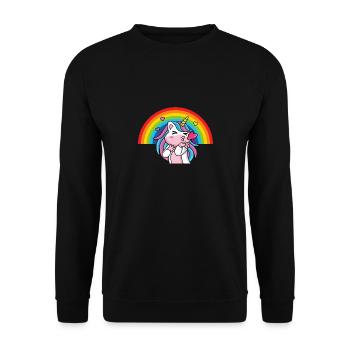 Licorne arc-en-ciel - Sweat-shirt Unisexe - noir - Devant - Alina (178cm) & Michal (187cm)
