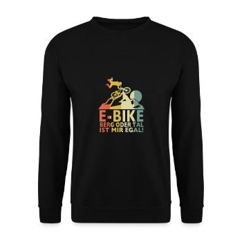 E Bike E-Bike Berg oder Tal ist mir egal - Unisex Pullover - Schwarz - Vorne - Alina (178cm) & Michal (187cm)