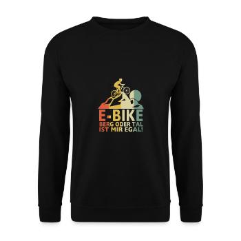 E Bike E-Bike Berg oder Tal ist mir egal - Unisex Pullover - Schwarz - Vorne - Alina (178cm) & Michal (187cm)