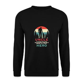 Uncle Godfather Hero Gift for Godfather - Unisex Sweatshirt - black - Front - Alina (178cm) & Michal (187cm)