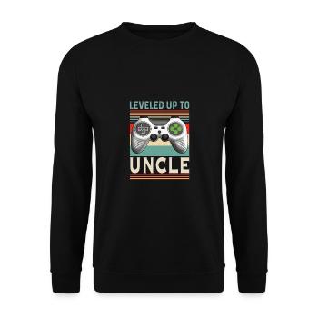 Funny I'm going to level uncle up to uncle - Unisex Sweatshirt - black - Front - Alina (178cm) & Michal (187cm)