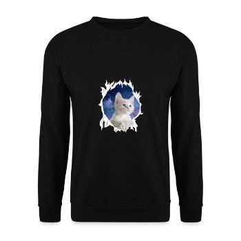Cute 3D Kitten Cat - Gift - Unisex Sweatshirt - black - Front - Alina (178cm) & Michal (187cm)