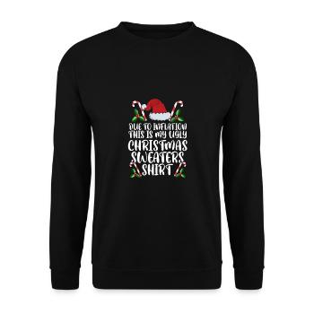 Due To Inflation Funny Christmas Sweater Xmas Men - Unisex Pullover - Schwarz - Vorne - Alina (178cm) & Michal (187cm)