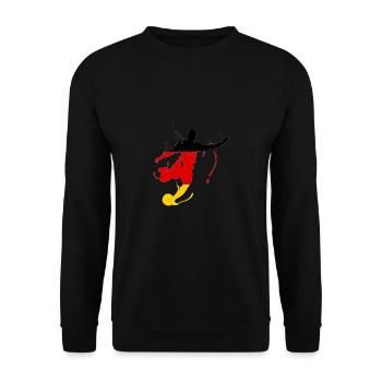 Fußball, WM, Fußballer, Deutschland, Germany, Fan, - Unisex Pullover - Schwarz - Vorne - Alina (178cm) & Michal (187cm)