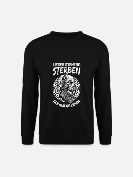 Lieber Stehend Sterben Als Kniend Leben Rocker Bik - Unisex Pullover - Schwarz