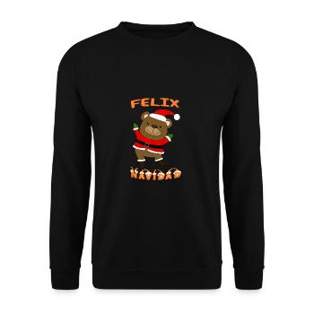 Felix Navidad Weihnachtsbär - Christmas Bear - Unisex Pullover - Schwarz - Vorne - Alina (178cm) & Michal (187cm)