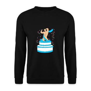 Striptease Surprise Man Nude Bachelors - Unisex Sweatshirt - black - Front - Alina (178cm) & Michal (187cm)