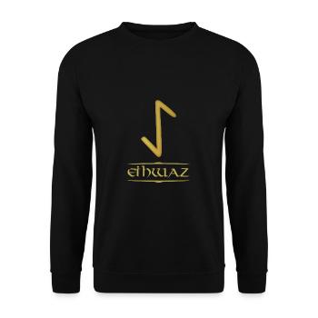 Eihwaz - Rune /Älteres Futhark /Serie aus 24 Runen - Unisex Pullover - Schwarz - Vorne - Alina (178cm) & Michal (187cm)