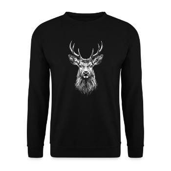 Cerf Portrait Animal sauvage Forêt Animal Cerf - Sweat-shirt Unisexe - noir - Devant - Alina (178cm) & Michal (187cm)