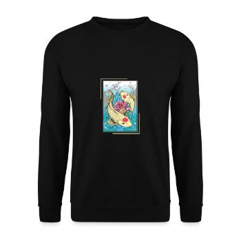 Koi Karpfen Japanischer Koifisch - Unisex Pullover - Schwarz - Vorne - Alina (178cm) & Michal (187cm)