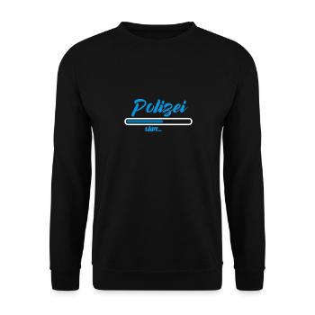 Polizei lädt Bitte warten Geschenk - Unisex Pullover - Schwarz - Vorne - Alina (178cm) & Michal (187cm)