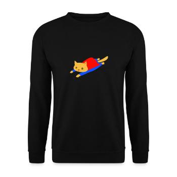 Superhero Katze - Unisex Pullover - Schwarz - Vorne - Alina (178cm) & Michal (187cm)