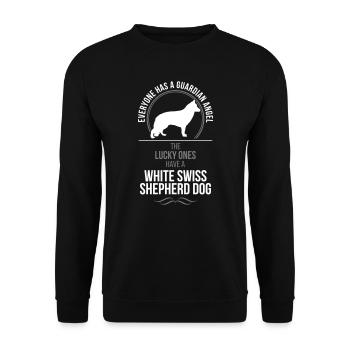 WHITE SWISS SHEPHERD DOG Guardian Angel Wilsigns - Unisex Pullover - Schwarz - Vorne - Alina (178cm) & Michal (187cm)