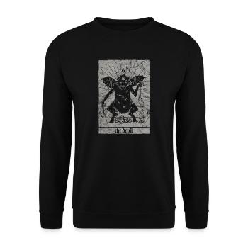 Vintage Occult Baphomet - Tarot Card Satanic Okkul - Unisex Pullover - Schwarz - Vorne - Alina (178cm) & Michal (187cm)